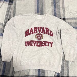 Gildan Gray Harvard University Crewneck Sweater